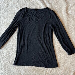 Cupio Charcoal Long Sleeve V-Neck Top